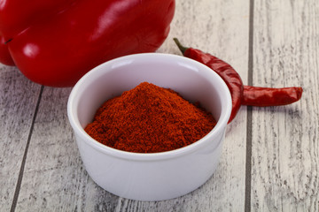 Paprika powder in the bowl
