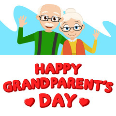 Grandpa hugging my grandma friendly wave from behind the white sheet of paper. Day grandparents