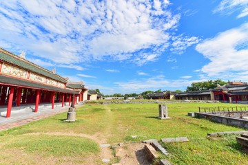 Large Grass Courtyard and Ancient Buildings of the Imperial City of Hue