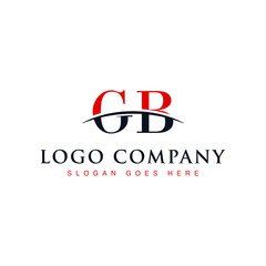 Initial letter GB, overlapping movement swoosh horizon logo company design inspiration in red and dark blue color vector