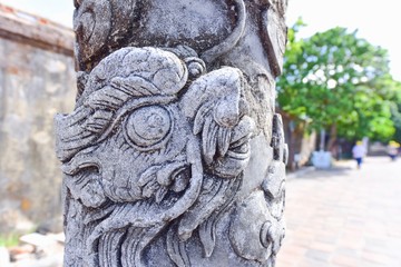 Stone-Carved Dragon Sculpture Pillar of the Imperial City of Hue