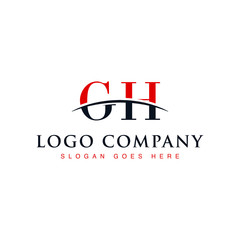 Initial letter GH, overlapping movement swoosh horizon logo company design inspiration in red and dark blue color vector