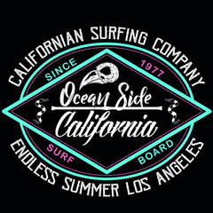 Illustration vector of monster of sea surf with text fashion design 