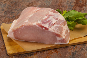 Raw pork meat piece for cooking