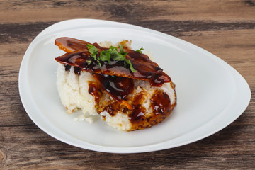 Rice with duck breast in Unagi sauce