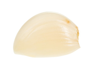 peeled clove of fresh garlic isolated on white