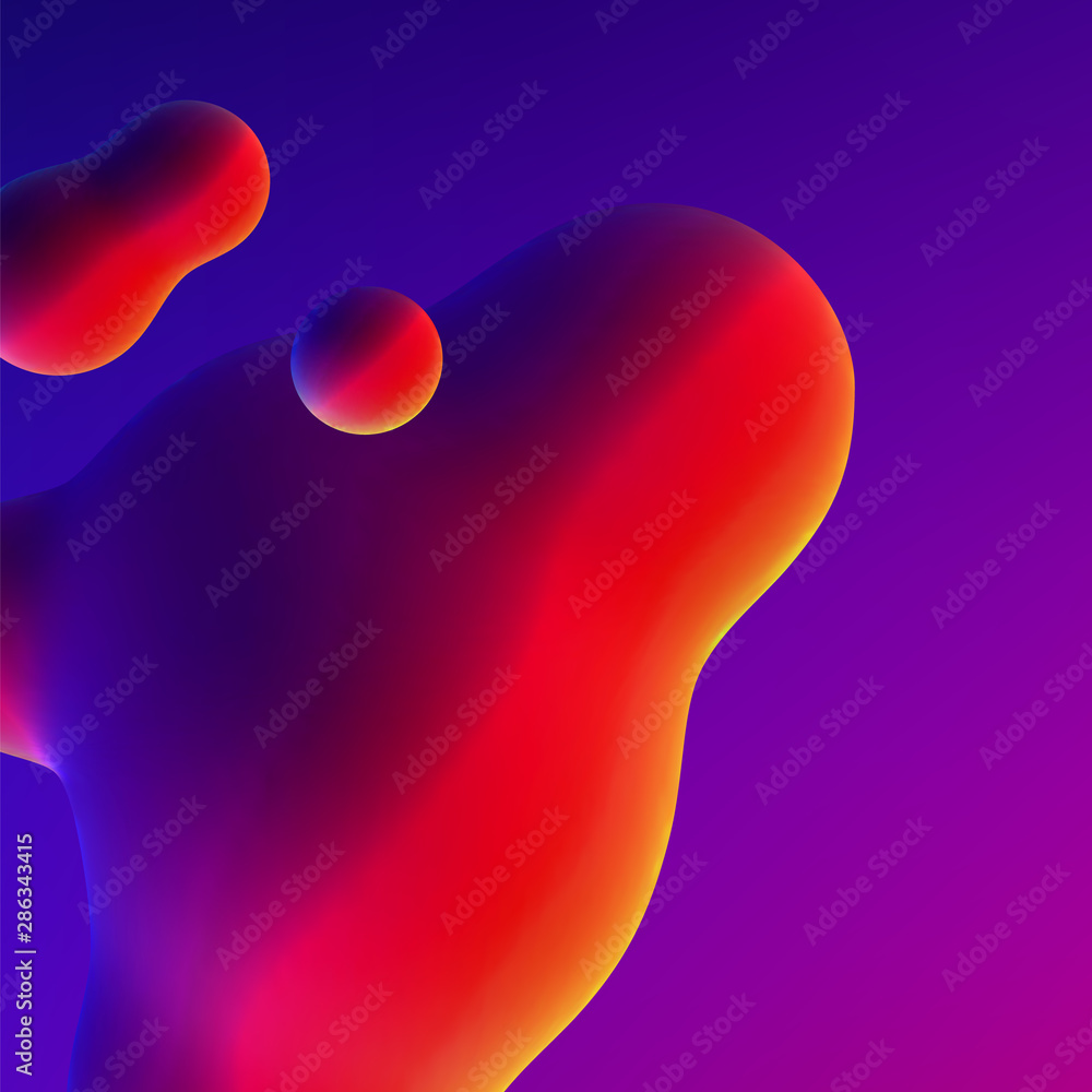 Poster fluid design liquid blobs with vibrant intense colors abstract background