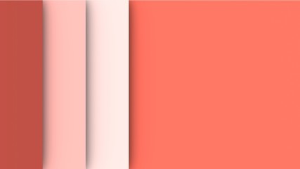 Living Coral color gradient stripes. Bright colorful abstract background. 3d rendered illustration.