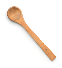 Top view of old wooden spoon