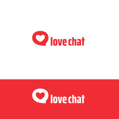 Love chat logo idea. Heart in message bubble