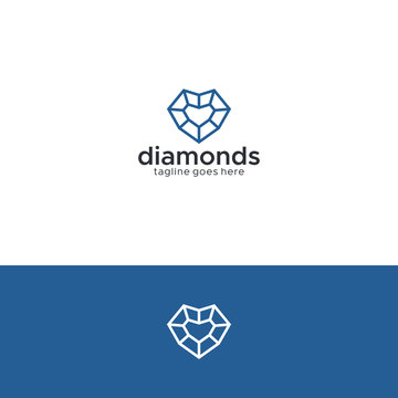 Diamond heart vector logo template, jewelry logotype idea
