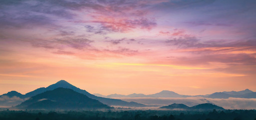 Mountain with sky and clouds sunrise background