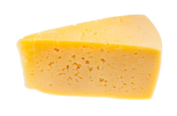 triangular piece of yellow cheese isolated