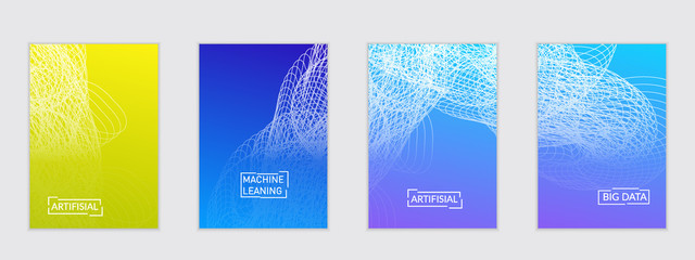 Abstract flyer templates with curvy lines on bright gradient