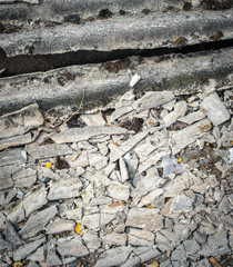 Disintegrating pile of dumped asbestos, abandoned by roadside, West Midlands