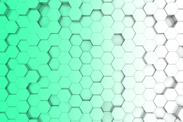 Green Hexagonal background. 3d background