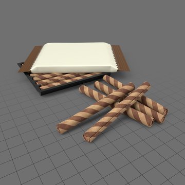 Chocolate waffle rolls with package