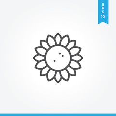 Sunflower vector icon, simple car sign.