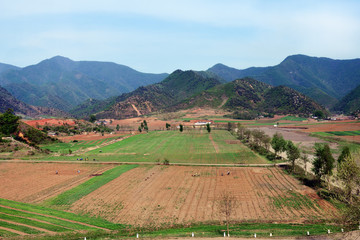 Naklejka premium North Korea countryside landscape