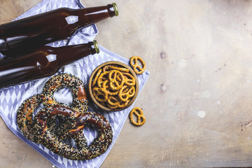 Meal for the Munich Oktoberfest with sausages and beer