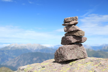 stack of stones on the mountain