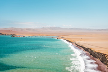 Playa Roja beach in Paracas National Reserve, Coastline of Peru