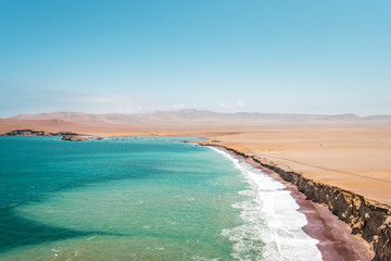 Playa Roja beach in Paracas National Reserve, Coastline of Peru