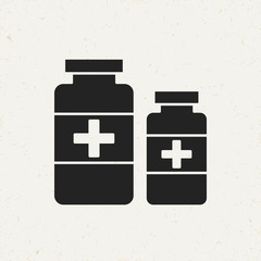 Flat minimal medicine bottles icon. Simple vector medicine bottles icon. Isolated medicine bottles icon for various projects.