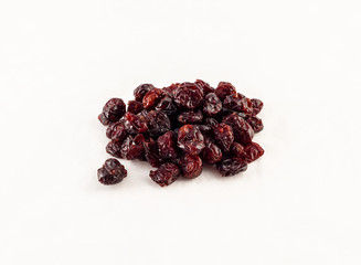 a group of sweetened cranberries on white background