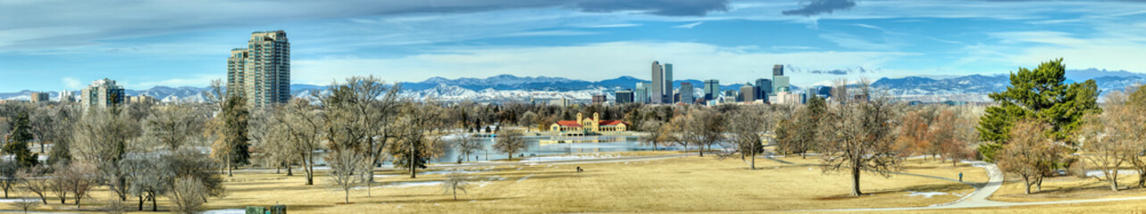 Denver City Park and Downtown Skyline