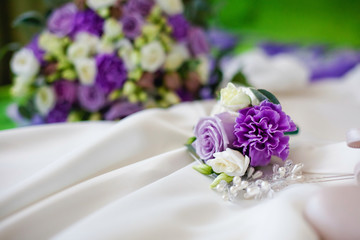 wedding rings and flowers