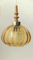 Glass hanging lamp, made of sheet metal