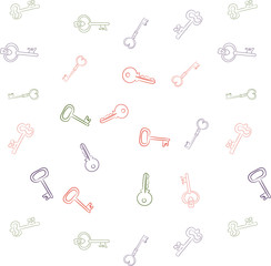 Seamless vector pattern with Keys. Texture for textile, wallpaper and backdrop