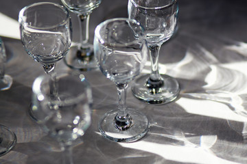 empty wine glasses on the table