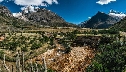 River on Santa Cruz Trek in Huscaran National Park in the Cordillera Blanca in Northern Peru 