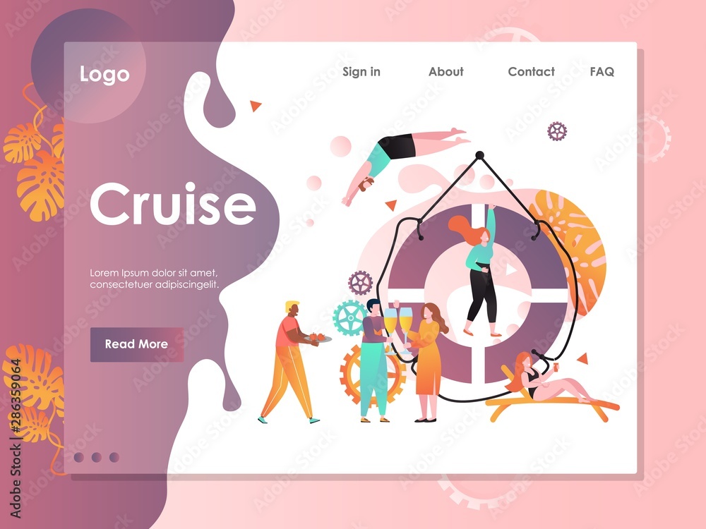Poster cruise vector website landing page design template