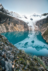 Lake View on Santa Cruz Trek in Huscaran National Park in the Cordillera Blanca in Northern Peru 