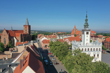 Obraz premium Morning Sun over an Old Town in Europe