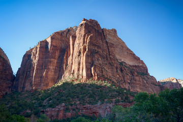Mountain on a sunny day in Zion National Park in Utah