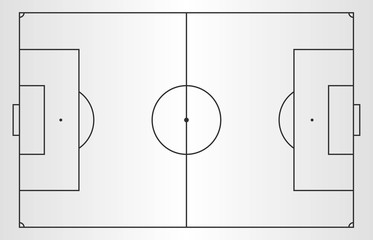 Soccer field in line style. Football field on white background. Top view. Template design for presentation or tactical schemes, game strategy.