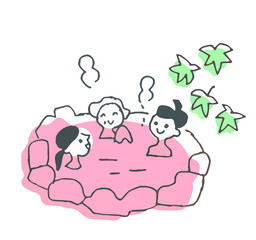 露天風呂　ピンク