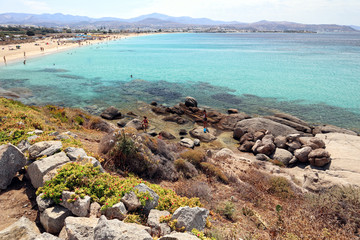 Fototapeta na wymiar Agios Prokopios beach, northern end and turquoise Aegean Sea, Naxos, Greek Islands