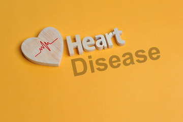 Heart symbol and heart text created off wood