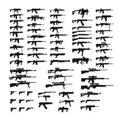 Firearms Silhouettes Big Pack - obrazy, fototapety, plakaty
