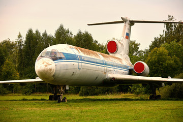 Elements of the old Soviet military aircraft close-up.