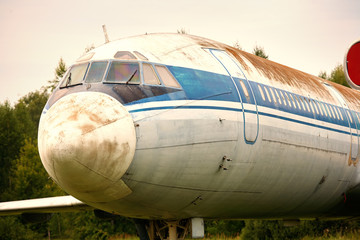 Elements of the old Soviet military aircraft close-up.