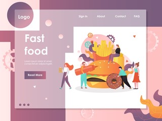 Fast food vector website landing page design template