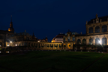 Fototapeta na wymiar The beautiful Zwinger Palace in Dresden, Germany at night