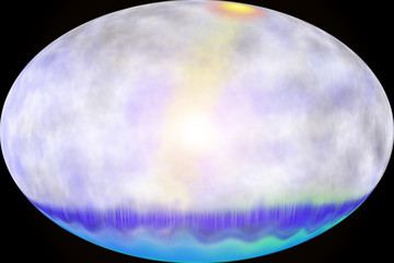 Illustration of a planet on a black background.