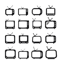 Set of retro TV icon in flat style, black and white retro TV icon, Vector illustration of Retro TV icon for you design.